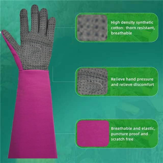 Breathable Long Gardening Gloves for Women – Soft, Non-Slip, Extended Forearm Protection (Magenta)