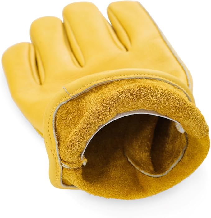 Unisex Cowhide Leather Gardening Gloves – One Size Fits Most, Thornproof & Anti-Slip Work Gloves for Outdoor Yard & Farm Use