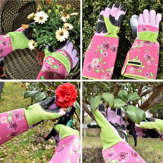 Ladies Long Rose Pruning Gloves – Thorn-Proof & Anti-Slip Gardening Work Gloves with Extended Cuff, One Size Fits Most