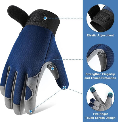Touchscreen Gardening Work Gloves – Breathable Non-Slip Gloves with Adjustable Wrist Strap, Unisex, One Size Fits Most
