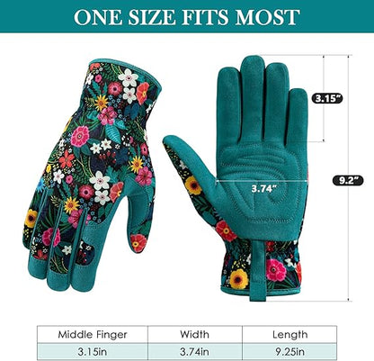 Women's Floral Gardening Gloves – Comfortable, Non-Slip, One Size Fits Most, Breathable & Durable for Yard Work