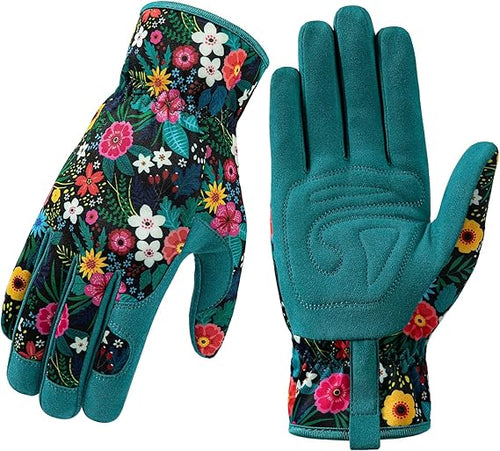 Women's Floral Gardening Gloves – Comfortable, Non-Slip, One Size Fits Most, Breathable & Durable for Yard Work