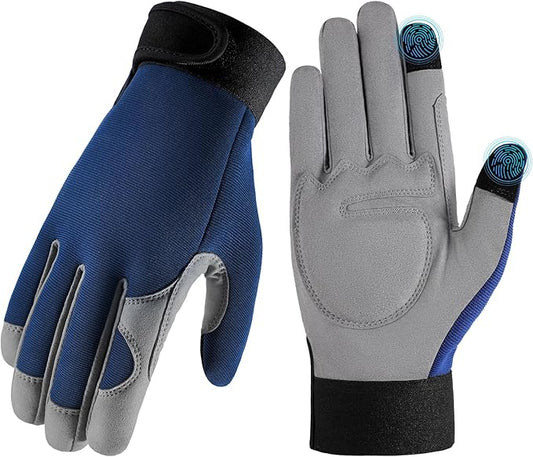 Touchscreen Gardening Work Gloves – Breathable Non-Slip Gloves with Adjustable Wrist Strap, Unisex, One Size Fits Most