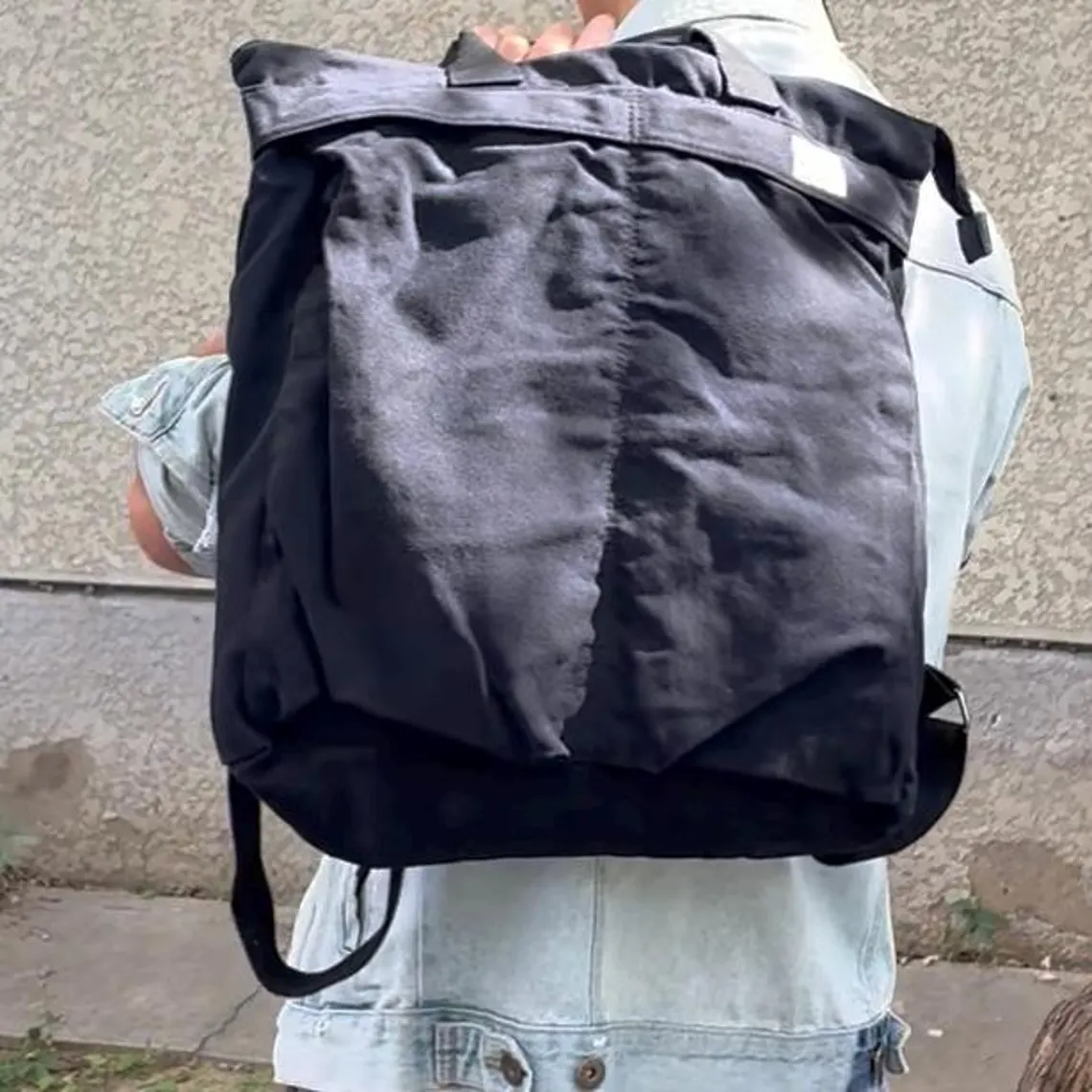 Black Lightweight Canvas Convertible Tote Backpack