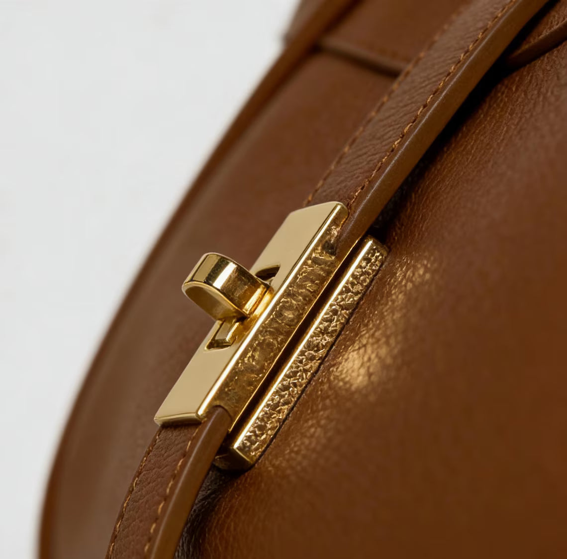 Cognac Pebble Leather Large Capacity Laptop Tote Handbag