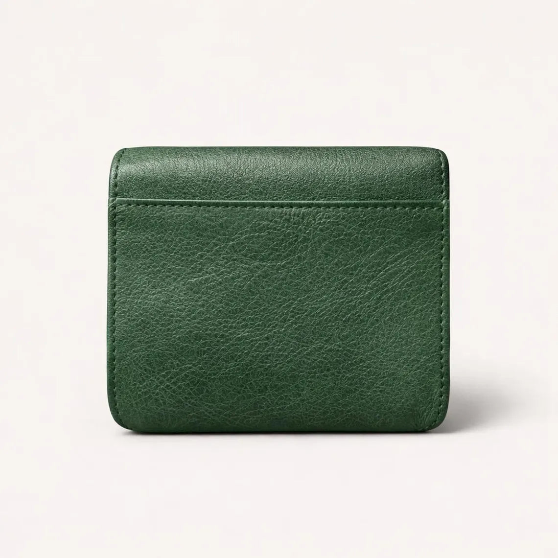 Forest Green Genuine Leather Compact Flap Trifold Wallet